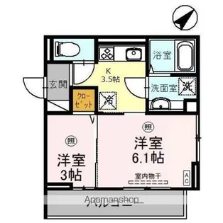 スリーカントリー【302号室】の間取り