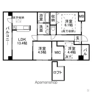 ルネス・プチマルシェ【3階】の間取り