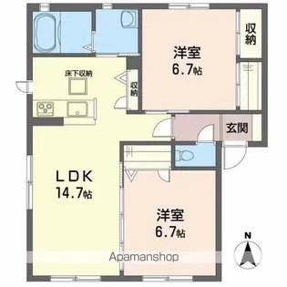 ハーミテージB棟【1階】の間取り