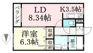 カーサ・デ丸山【102号室】の間取り