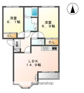 愛知県小牧市多気南町【アパート】の間取り