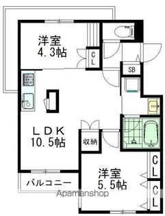 クレ ドゥ ボヌール 吉祥寺【302号室】の間取り