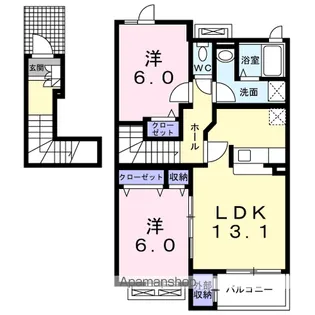 オプティマム アカハネ【2階】の間取り