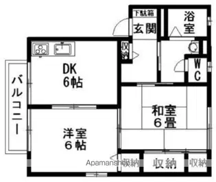 舘野ハイツ E【2階】の間取り