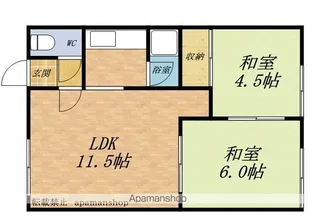 緑ヶ丘ハイツA棟【203号室】の間取り
