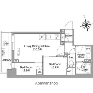 コンフォリア・リヴ門前仲町EAST【9階】の間取り