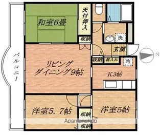 ディアコート市川【3階】の間取り