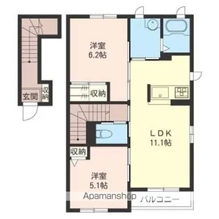 SOLE・CALANTE【201号室】の間取り