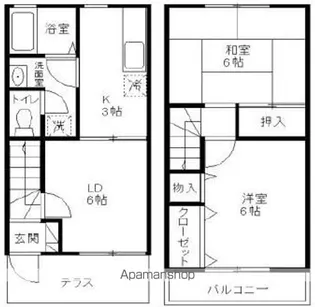 東京都立川市西砂町2丁目【テラスハウス】の間取り