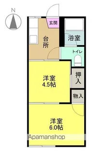 さつきハイツ【1F-E号室】の間取り