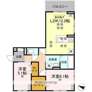 フィオーレガーデン北田宮 B【3階】の間取り