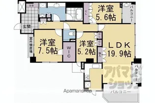 エルパークスクエア京都鴨川【717号室】の間取り