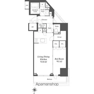 AIFLAT文京本駒込【1102.号室】の間取り