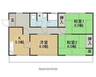 コーポ岩波D棟【203号室】の間取り