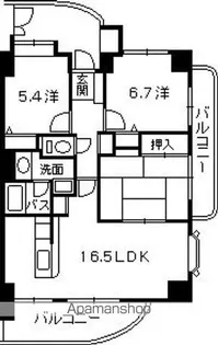 ライオンズマンション白島九軒町【6階】の間取り