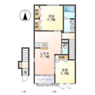 ユニバーサルテラスY【2階】の間取り