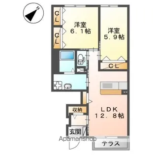 サテライト イリス【106号室】の間取り