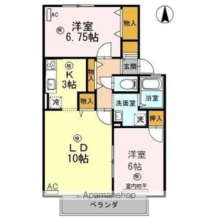 ハーベストウェル A棟【A202号室】の間取り