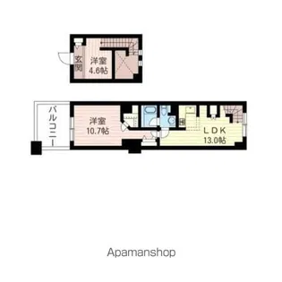 レジデンスシャルマン月島【733号室】の間取り