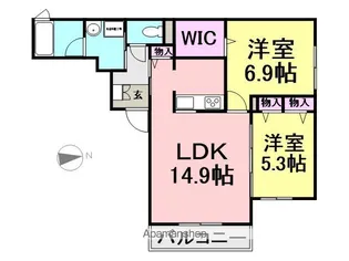 シャーメゾンフクシア【202号室】の間取り