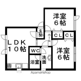 ハピネス北光(4戸)【106号室】の間取り