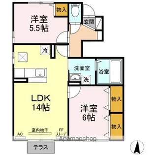 リビングタウン浜田 C【1階】の間取り