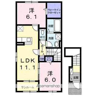 アパルトマンヌーベルウェストⅠ【2階】の間取り
