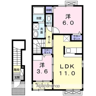 リシェル上川 B【2階】の間取り