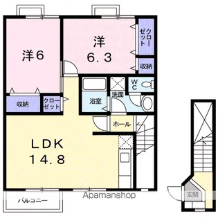 西小路ハイツⅠ【2階】の間取り