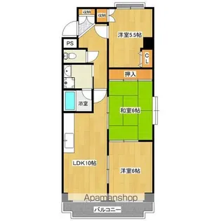 パレスロゼ【6階】の間取り