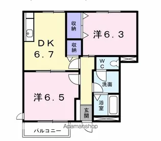 ホワイトリバー B【1階】の間取り