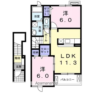 グランソレイユKO Ⅴ【2階】の間取り