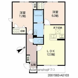 クラヴィエ石坂A棟【1階】の間取り