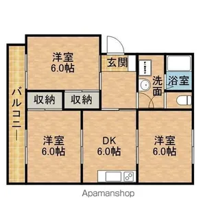 東町グランドハイツ【3階】の間取り