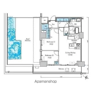 ロイヤルパークスER万代【6階】の間取り