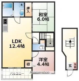 ビレッジ住岡【B201号室】の間取り