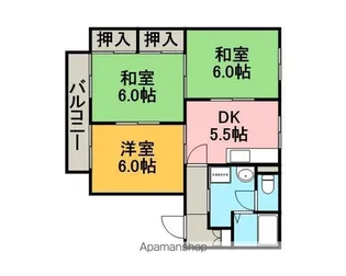 ヴィラパピヨン【B205.号室】の間取り