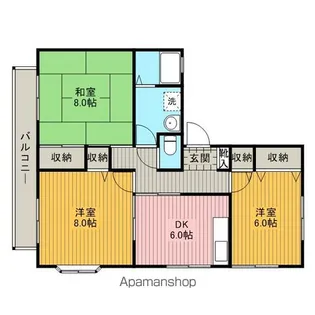 リヴェール新磯野【2階】の間取り