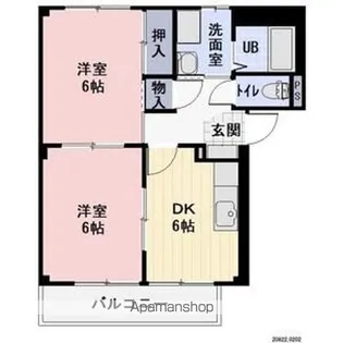 アップルパレスB棟【201号室】の間取り