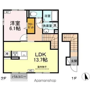 ラピルデ小原田【201号室】の間取り