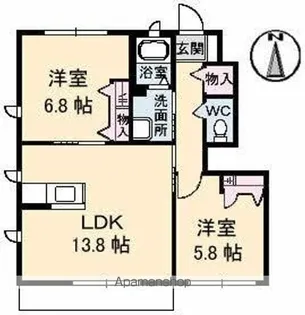 コンフォールⅡA・B【B102号室】の間取り
