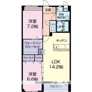 愛知県小牧市大字三ツ渕【マンション】の間取り