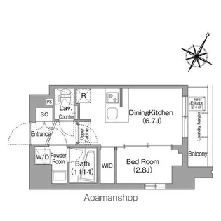 東京都中野区本町6丁目【マンション】の間取り