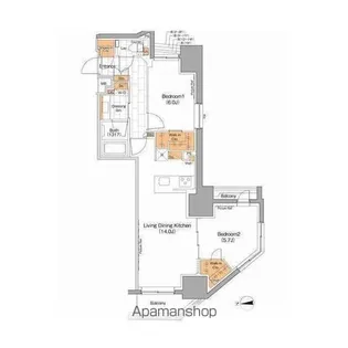 ザ・パークハビオ上野【4階】の間取り