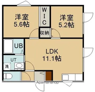 函館山麓ストーリー(ハコダテサンロクストーリー)【ハニ-号室】の間取り