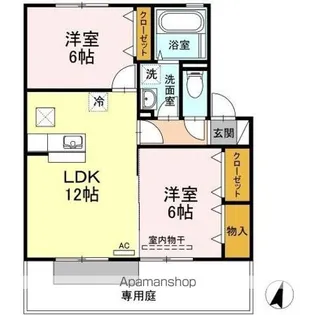 サンハイツ大麻B【1階】の間取り