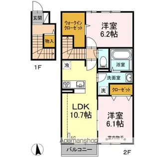 ガーデンベル ウエスト【2階】の間取り