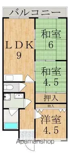 メゾン東生駒【3階】の間取り