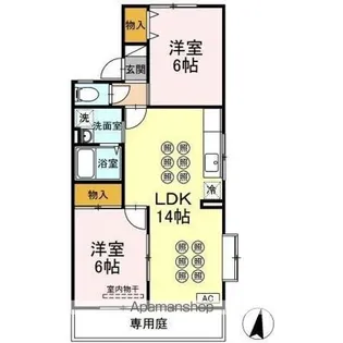 セジュール浅田【1階】の間取り
