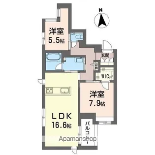 クオリスタ松陰神社【202号室】の間取り